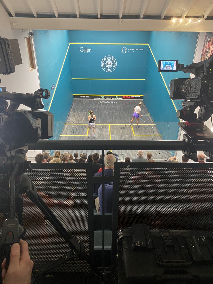 Coming live from @FitzLTC for IrishOpen squash featuring many of the world’s top players. Watch live on @PremSportsTV . With thanks to @HBVStudios & @hbvlive . We’re here until this Saturday. Another fantastic Irish sporting occasion
