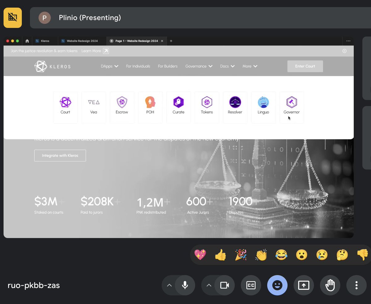 Great session with the design team working on the new version of the @Kleros_io website!