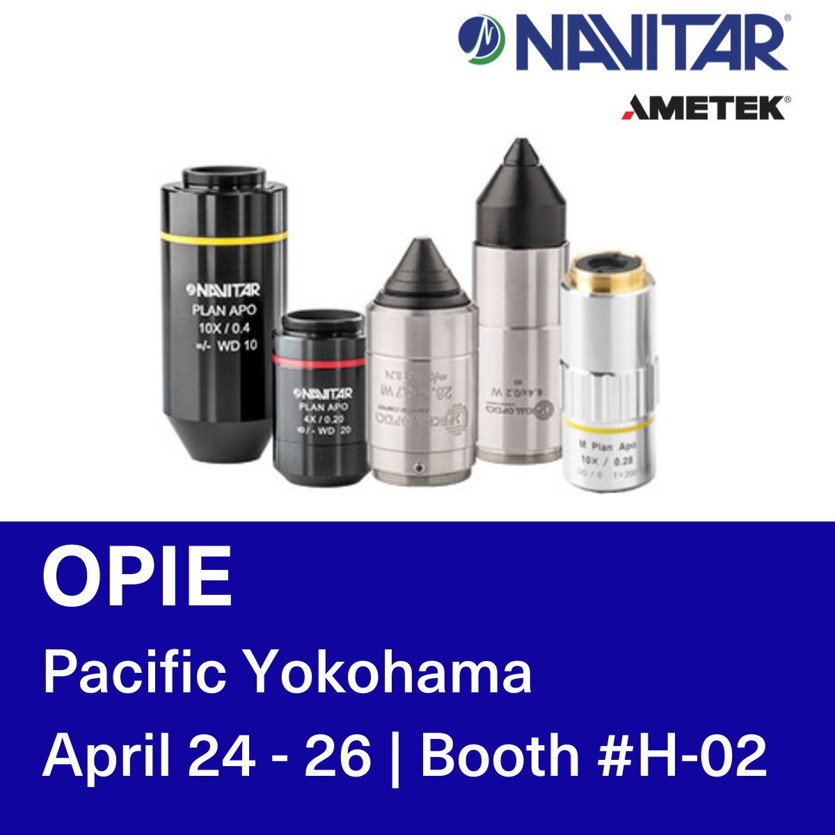 Meet the Navitar team in Japan at OPIE tomorrow!

Visit us at booth #H-02 with Zygo to get expert knowledge for your next project. We look forward to seeing you there!

Learn more: navitar.com

#customobjectives #customlenses #photonics #optics