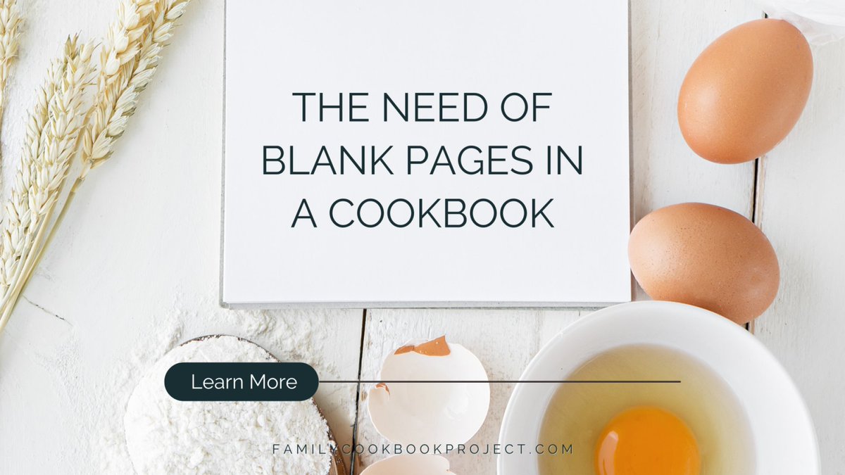 Every cookbook needs to have blank pages to make the layouts work. Learn more here: familycookbookproject.com/theblog/2022/1… #familycookbookproject #familycookbook #cookbook #cooking #homecooking #cookbookpubishing #recipes #cookbookdesign #cookbookcover
