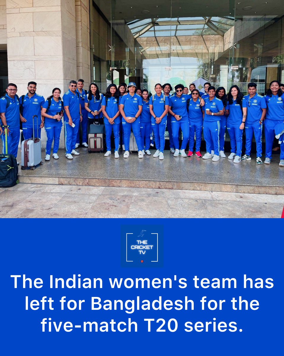 The Indian women's team has left for Bangladesh for the five-match T20 series. 🇮🇳🇧🇩

📸: BCCI

#BANvIND #BANvsIND #T20 #Cricket