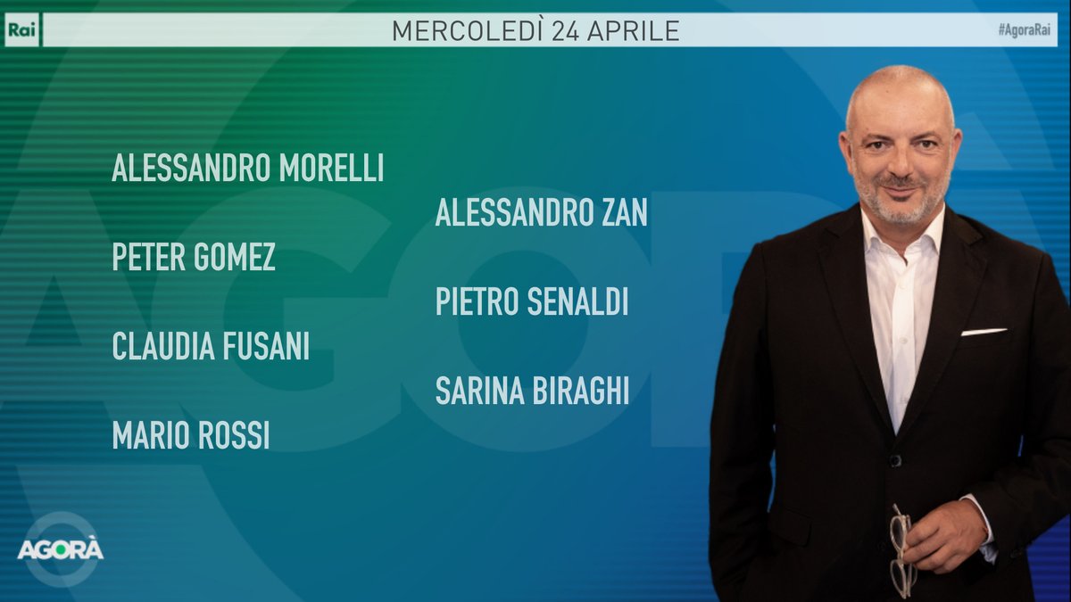 Ecco gli ospiti di Roberto Inciocchi di mercoledì #24aprile ad #AgoraRai. Vi aspettiamo dalle 8.00 alle 09:45 su #Rai3 e #RaiPlay.