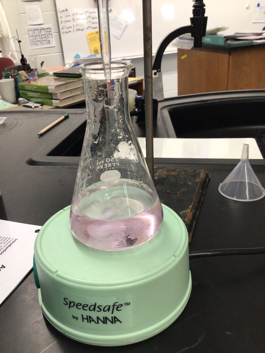 Titration day with AP Chem!  We standardized the NaOH solution and titrated an unknown weak acid so we can calculate its equivalent mass.  Students had a little competition to see who could get the best endpoint.

#iteachchem #apchemistry