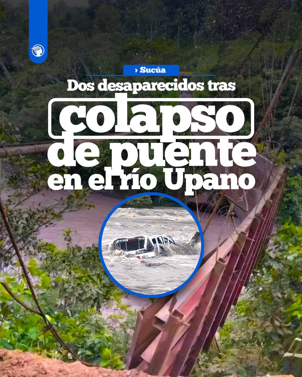 #SUCÚA I 2 menores de edad están desaparecidas tras ser arrastradas por la corriente del río Upano por el colapso de un #puente. Esto es lo que se sabe: 👉 acortar.link/vpaxKK