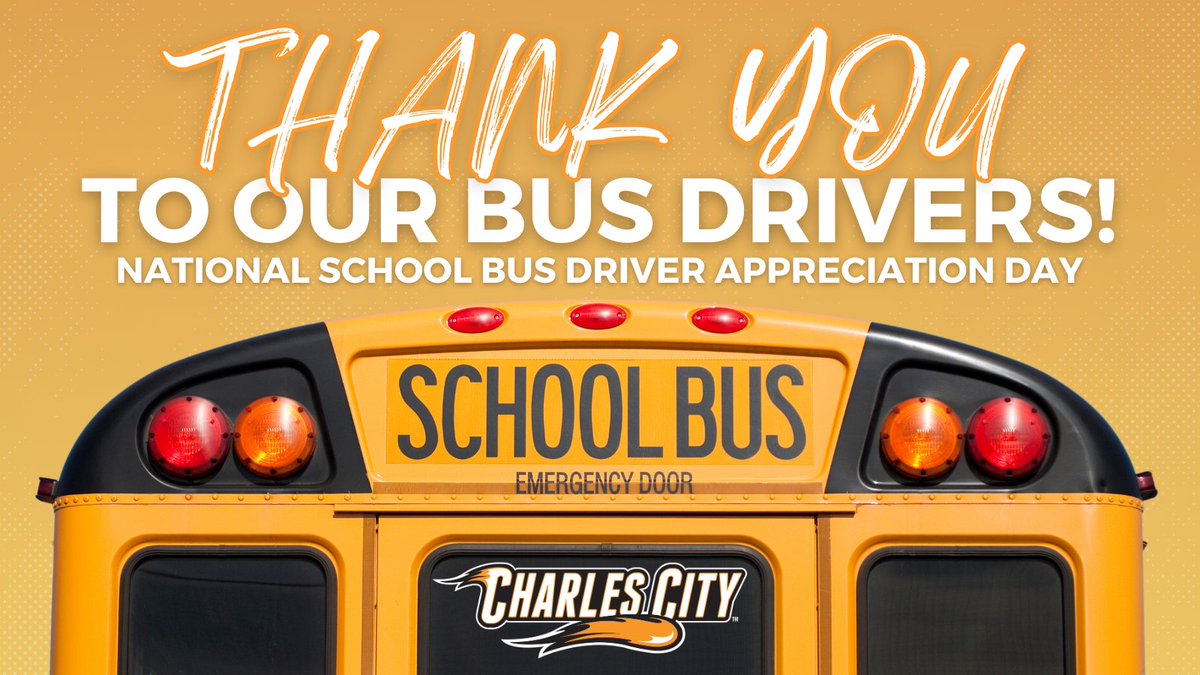 On National School Bus Driver Appreciation Day, we say THANK YOU to the people who safely transport our Charles City students to school, events, field trips, and more. We’re grateful for everything you do! 🚌