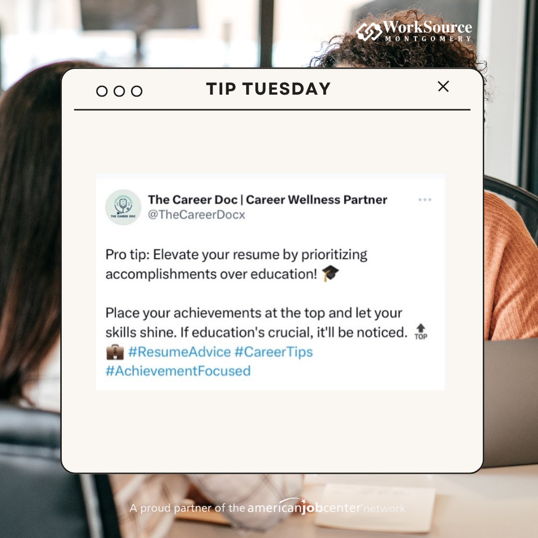 💼 WSM TIP TUESDAY

Need career tips? Follow for more!

Let us know in the comments — do you agree or disagree?👇

credit: @thecareerdocx 

#wsmbusinesstips #wsmtiptuesday #mocojobs #jobseekertips #resumetips