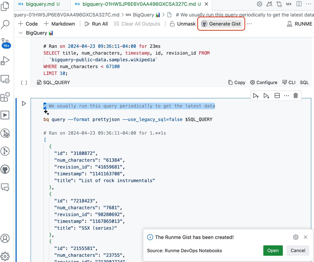 Pastebins 🗑️ are Classic and Cool 😎!

Enter ▶️ Runme Gist: A Pastebin for Terminals Inside Your Docs. Outputs are both masked and stored as Secret Gists inside your GitHub.

Free and Open Source. Learn more: buff.ly/3JwujdR