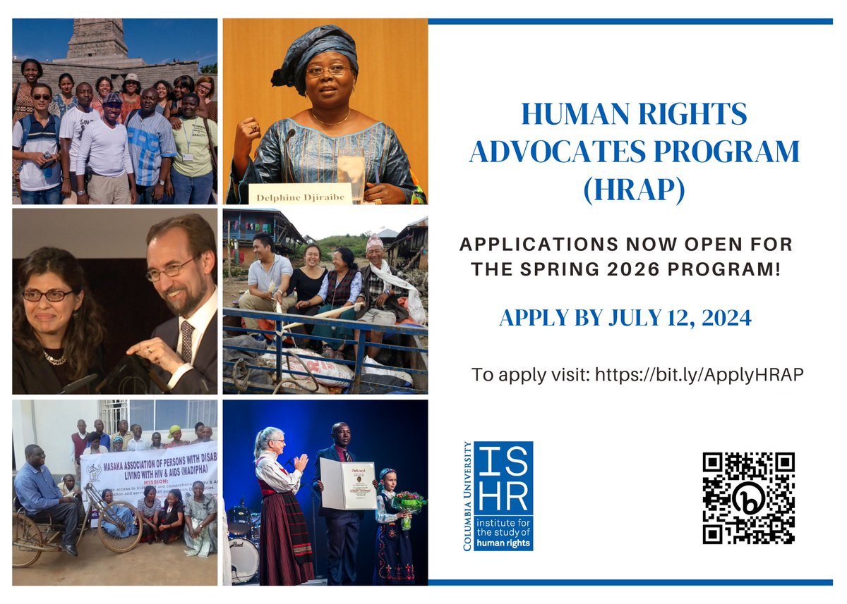 ISHR is pleased to announce that the application for the Spring 2026 Human Rights Advocates Program (HRAP) is now open! Learn more and apply today: bit.ly/ApplyHRAP