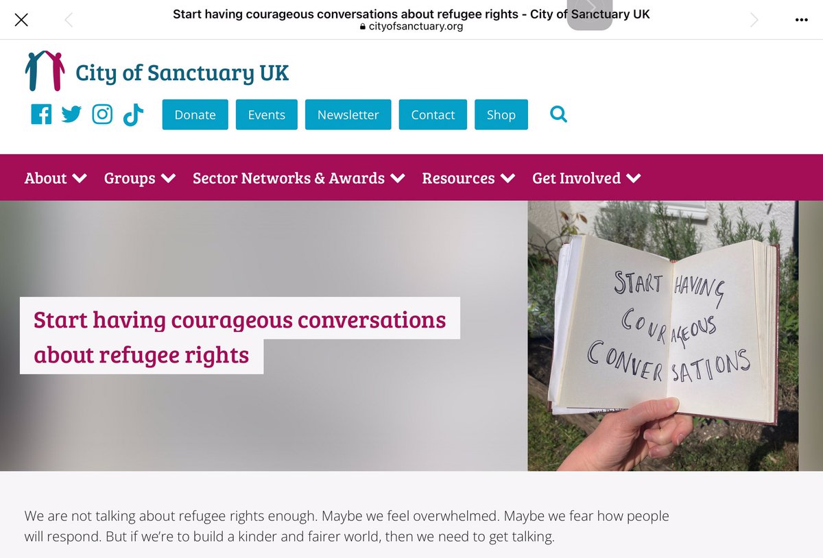 Feeling helpless? Want to talk about the refugee situation but unsure how to start? Lots of resources on the @CityofSanctuary website including: ✅ 10 tips for having courageous conversations - cityofsanctuary.org/2024/04/17/sta…