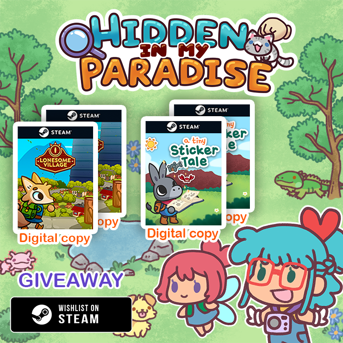 Hey! Giveaway time!🔥 📣 To celebrate the new trailer of #HiddenInMyParadise we are giving away 4 Steam copies! 🎁 To participate ✅ Follow @OgrePixel ❤️🔄 Like and RT 👉 x.com/OgrePixel/stat… 🧙‍♂️ Tag a friend in the comments ⬇️ Winners announcement April 26th! ❤️