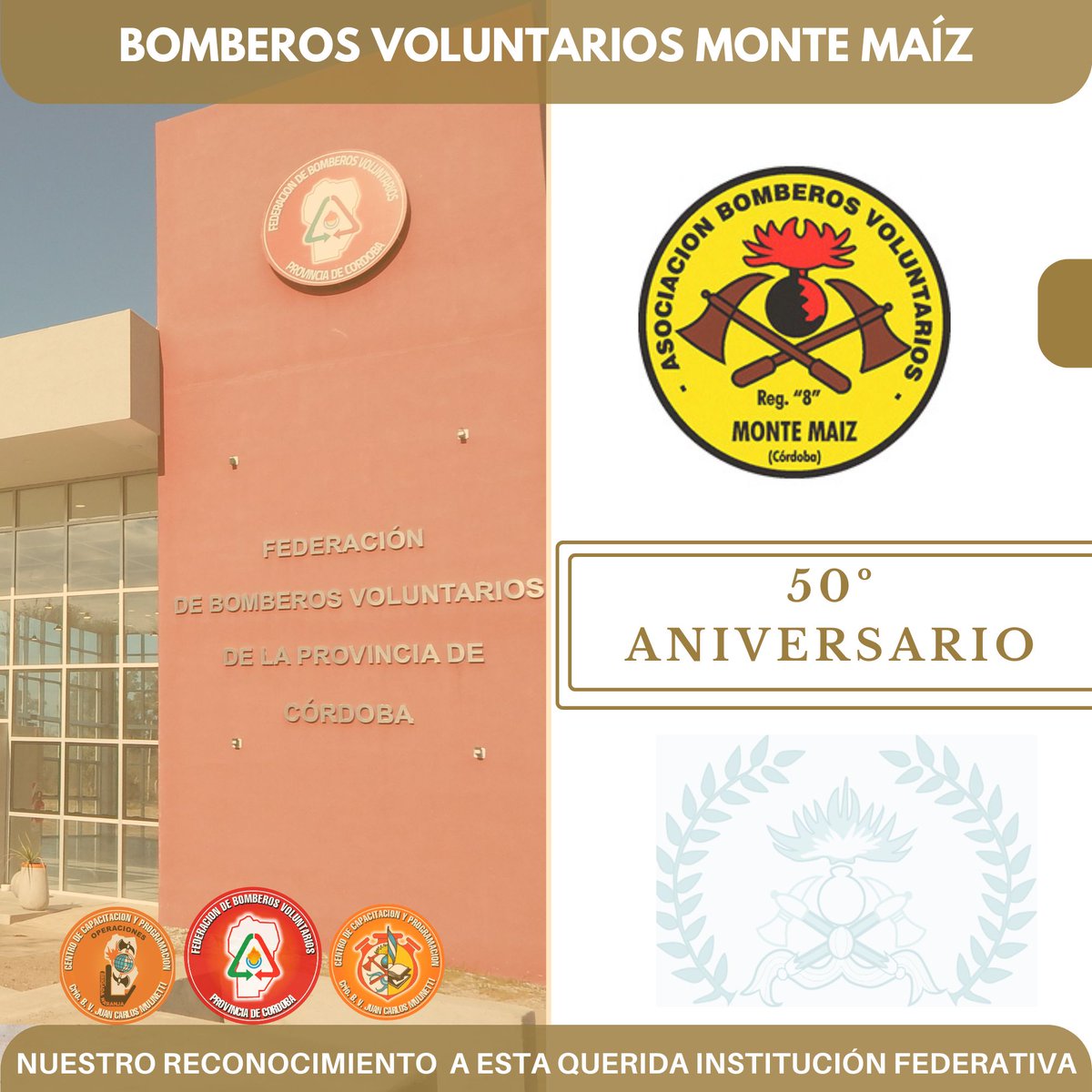 fbvpcba's tweet photo. #Hoy ¡Feliz #50Aniversario 👩‍🚒👨‍🚒#BomberosVoluntariosMonteMaiz ! 👏👏👏 https://t.co/0Ffa7VBbCj