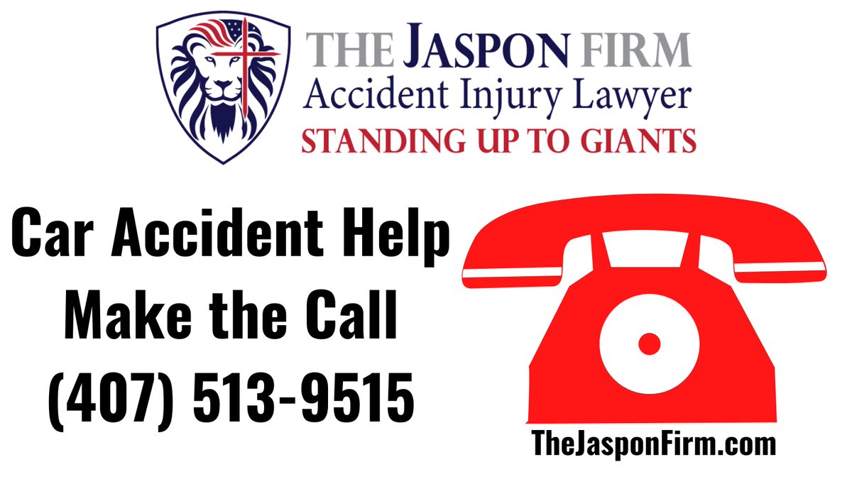 Injured in a car accident in Orlando?  
Get help 📞(407) 513-9515, available 24/7.   Orlando Car Accident Lawyer Jeremiah Jaspon ➤ TheJasponFirm.com 
#caraccident #bestlawyer #motorcycleaccident #truckaccident #Orlandocaraccidentlawyer