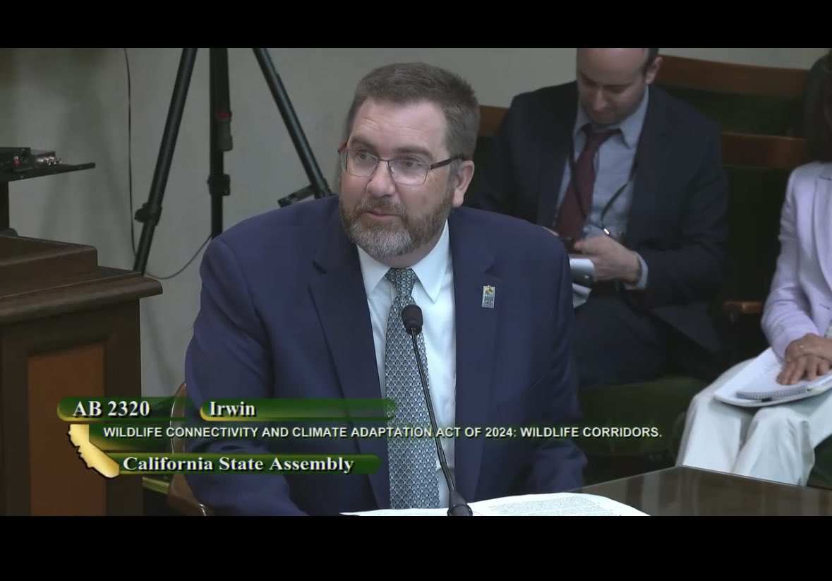 Great way to celebrate 🌍 day! The Wildlife Connectivity and Climate Adaptation Act sailed through Asm. Natural Resources! Thanks to <a href="/ASM_Irwin/">ASM Jacqui Irwin</a> for leading this effort and WCWG members  <a href="/MidpenOpenSpace/">Midpen Open Space</a> and <a href="/FriendsOfTheSCR/">Friends of the Santa Clara River</a> for supporting!