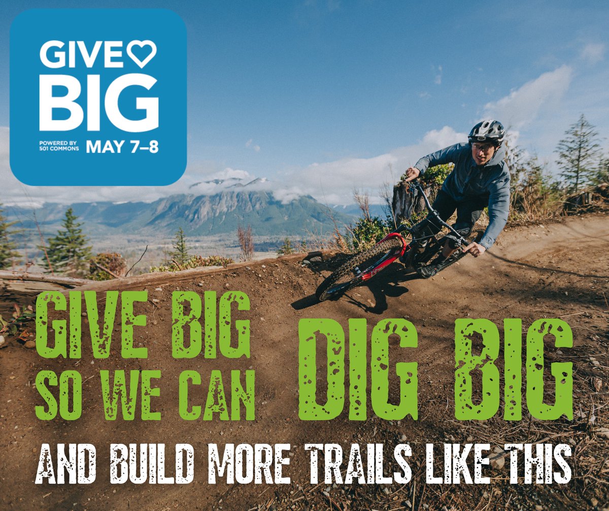 It's time for you to GIVE BIG so we can DIG BIG! Donate to our biggest trail fundraiser of the year by May 8th to help us complete 7 exciting trail projects (including a NEW descent trail at Raging River)! wagives.org/story/Evergree…