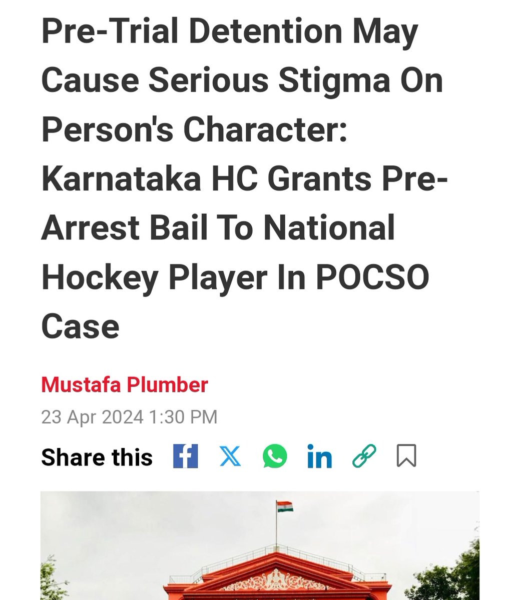 DeepikaBhardwaj's tweet photo. Brilliant order by Karnataka High Court in rape on false promise of marriage case against National Hockey Player Varun Kumar. Well fought case by his Advocate Arjun Syal who secured Anticipatory Bail for him. 

Rightful observation made by Justice Rajendra Badamikar who said "For four years, they continued their relationship even after the victim attained the age of majority. But, during this period the victim nowhere complained regarding she being enticed or exploited by the petitioner...When the parties continued their consensual physical relationship for a considerable long time, then the allegation of rape does not carry much importance. What is the real intention of the complainant-victim in prosecuting this matter is not at all forthcoming."