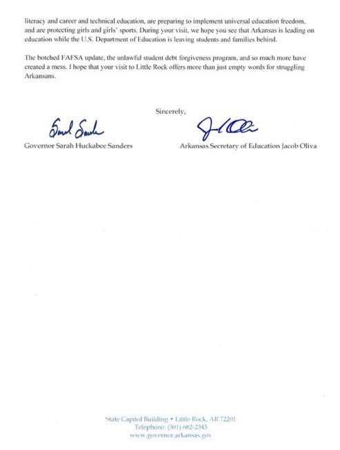 Secretary Cardona and the US Department of Education are a constant source of frustration for Americans and Arkansans. They’ve botched FAFSA. Their loan forgiveness program is unwise and illegal. While we welcome @SecCardona’s visit, it’s time he gives students the answers they