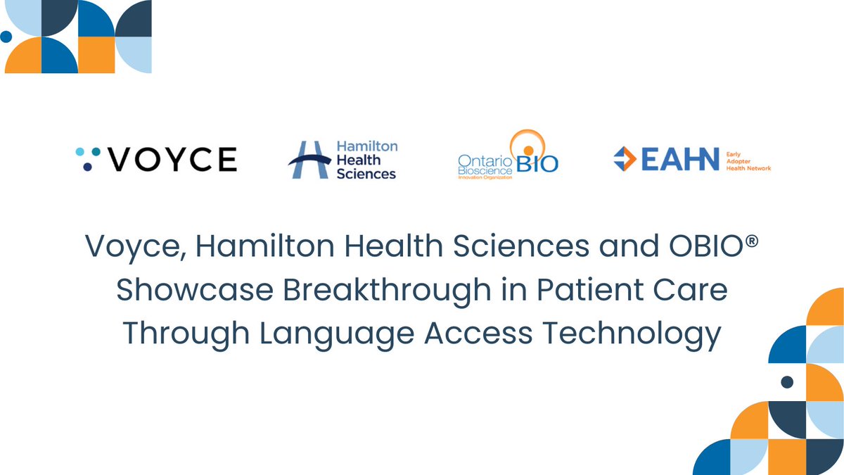 We're thrilled with the adoption of @VoyceGlobal's interpretation services at @HamHealthSci through our Early Adopter Health Network (EAHN™) and Life Sciences Critical Technologies & Commercialization (LSCTC) Centre of Excellence! Read the press release: tinyurl.com/nh5bmus4