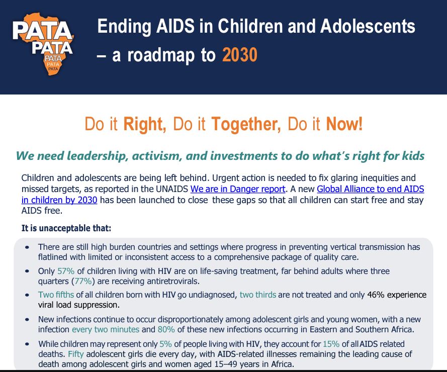 Read the @teampata report on 'Ending AIDS in Children and Adolescents – a roadmap to 2030'. patahub.org/wp-content/upl… #reachallchildren