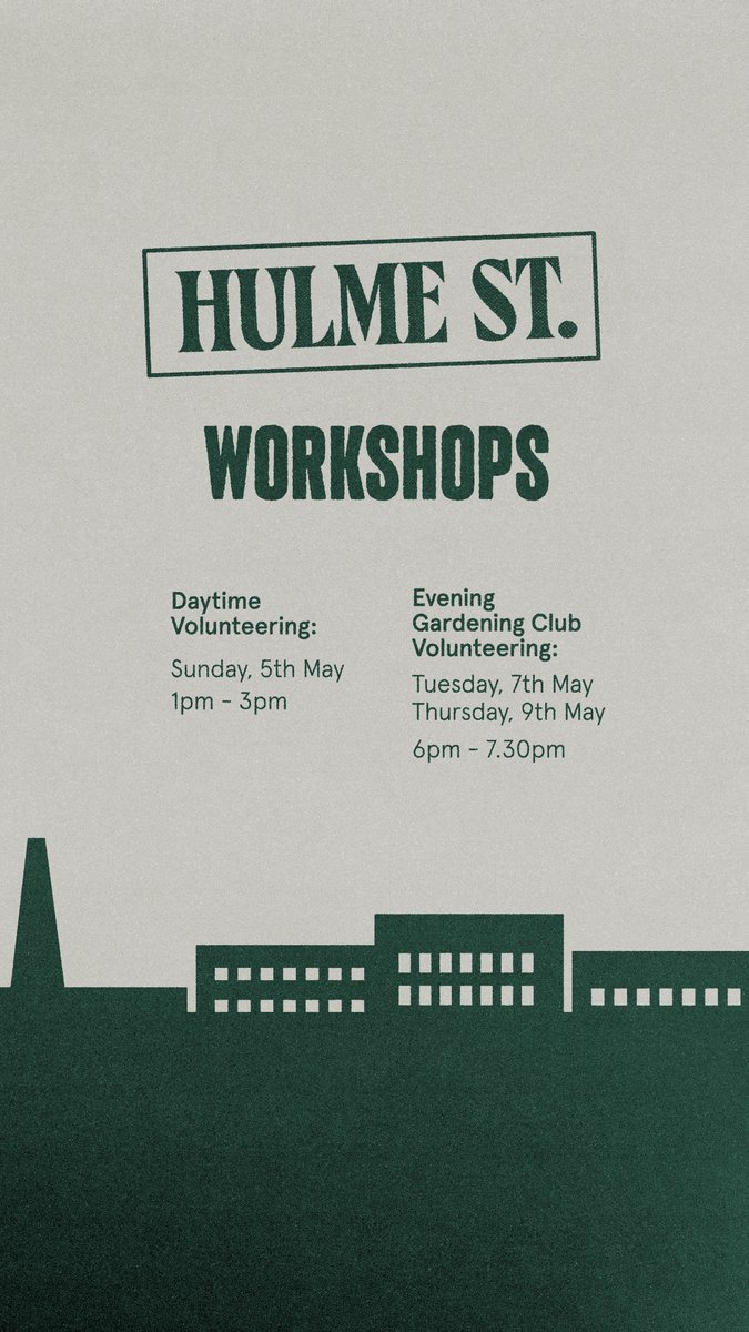 Drop in and join @PLANT_MCR for planter workshops as they spruce up 7 planters on Hulme Street in Deansgate. 🗓️Sunday 5 May 1pm - 3pm 🗓️Tuesday 7 May 6pm - 7.30pm 🗓️Thursday 9 May 6pm - 7.30pm For further information get in touch 📩hello@plantmcr.co.uk