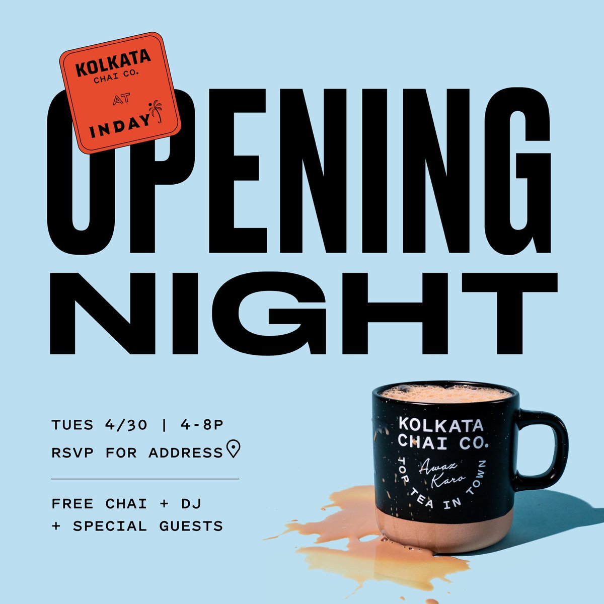 Where Brooklyn at?! 🗽🍎

We’ve teamed up with our friends at INDAY to open our new Brooklyn location! Opening night is gonna be crazy 🤪, trust us.

RSVP for 4/30! kolkatachai.co/pages/cafe-rsv…