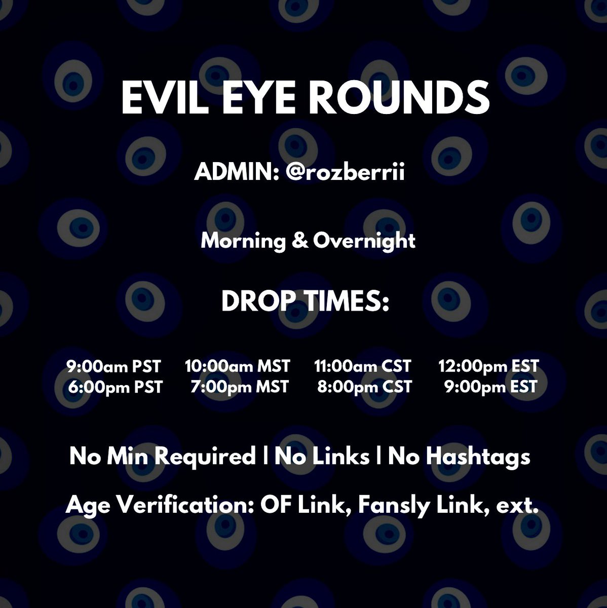 🖤 EVIL EYE ROUNDS 🖤 Comment if you would like to join! MUST HAVE VERIFIED LINK IN BIO.
