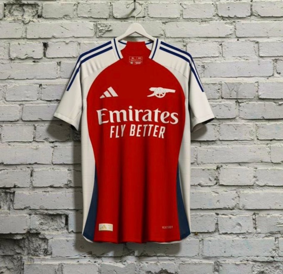 Next season, Arsenal’s kits will be emblazoned with the iconic cannon rather than the club crest.

Here is a leaked Arsenal's 2024/2025 home kit.

#COYG | #AFC