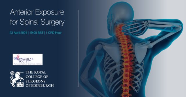 Calling neuro, ortho and vascular surgeons. @RCSEd webinar on Exposures for anterior spine access starts at 7pm UK time. Listen and talk to the experts. Free to register rcsed.ac.uk/professional-s… @VSGBI @RouleauxClub