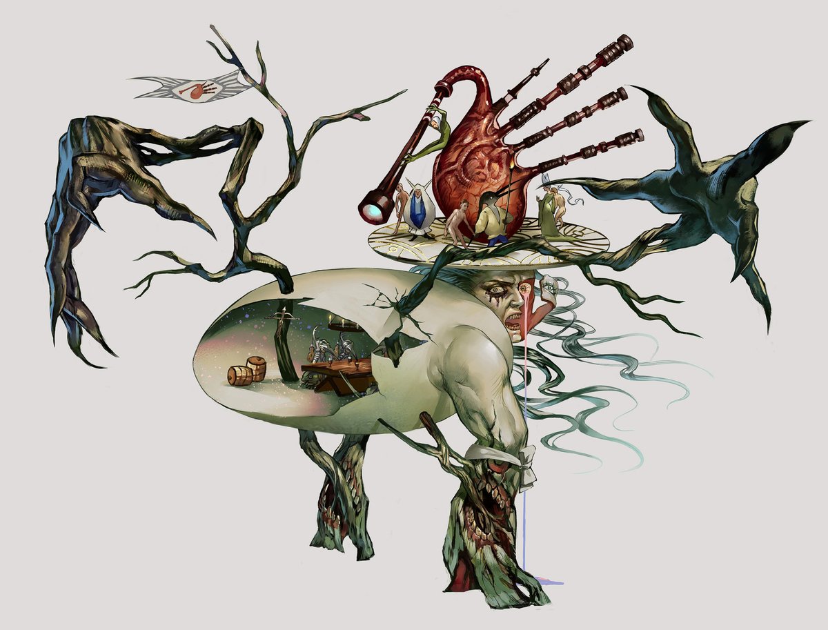 I can actually flex my art degree with #MetaphorReFantazio! The monster designs are clearly inspired by Hieronymus Bosch! Here's a comparison of Bosch's work with an actual enemy in Metaphor!