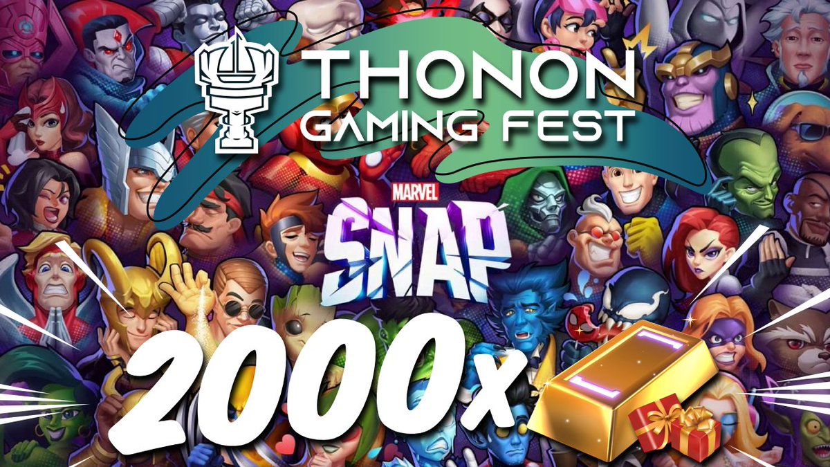 Pour fêter le @ThononGameFest & le tournoi Marvel Snap sur place👉10x200 Golds à gagner ici(Plein d'autres🎁le jour J) 🔁Retweet &💙 👊Tag un(e) pote en commentaire que tu domine sur Marvel Snap👀 Tirage au sort en live le jour du tournoi Tu veux venir?➡️thonon-gaming-fest.fr