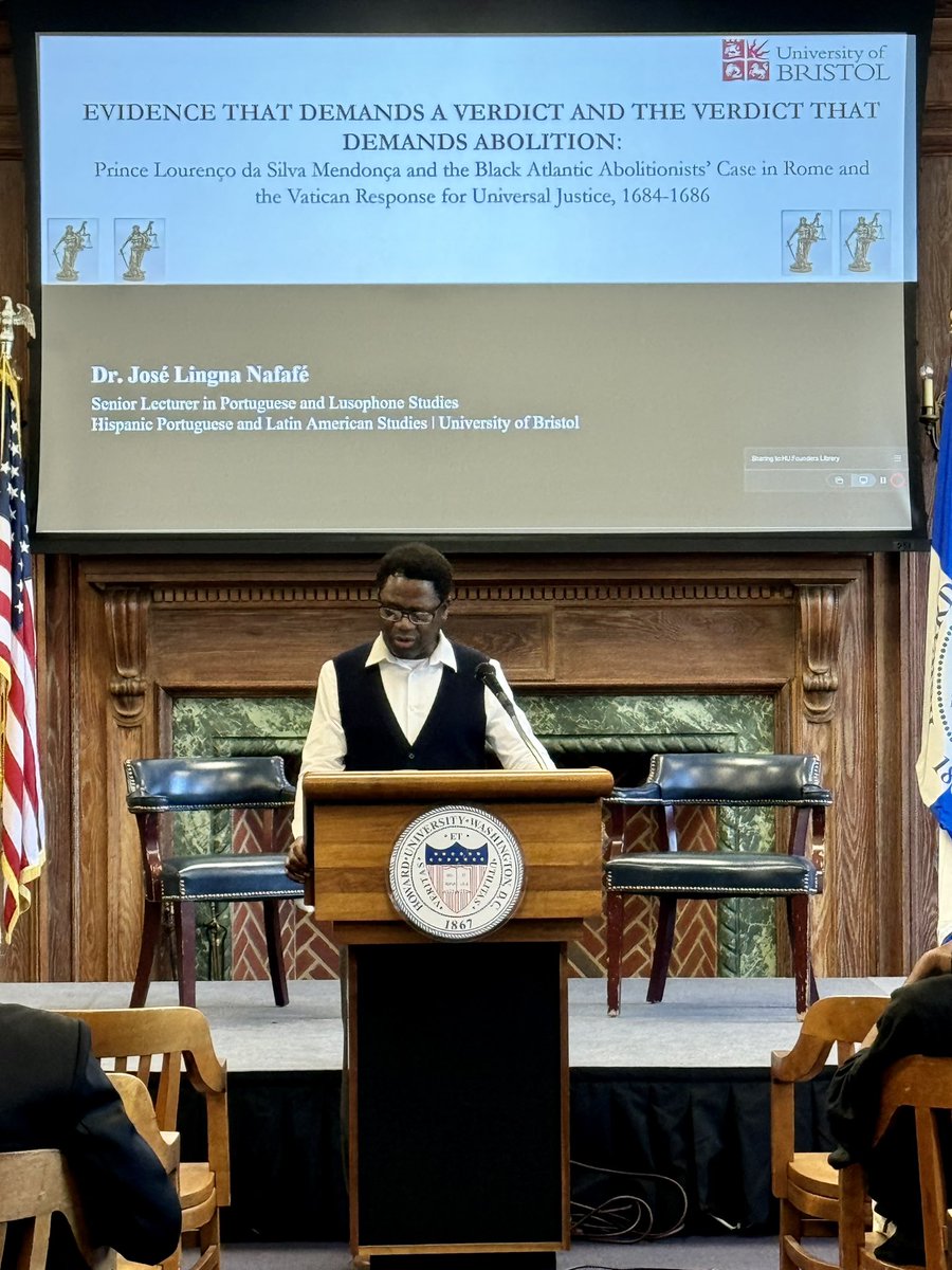 Dr. José Lingna Nafafé giving his lecture on his book 'The Black Atlantic Abolitionist Movement in the Seventeenth Century' @@HowardU @HowardUHistory #slaveryarchive