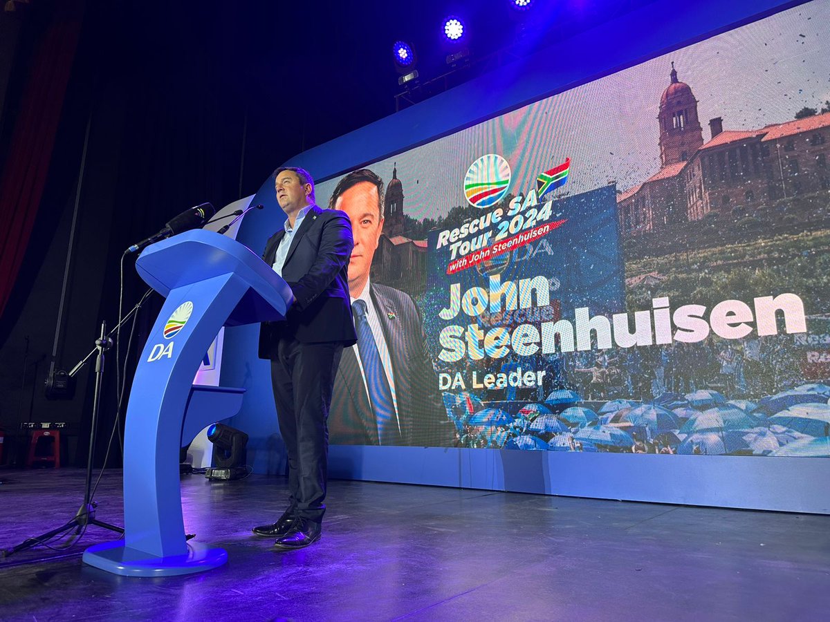 @jsteenhuisen “And if you want to get rid of the ANC and keep the EFF out of government, vote DA. We can do it. We must do it. And, together, we will do it.”- @jsteenhuisen

#RescueSA #RescueSAtour