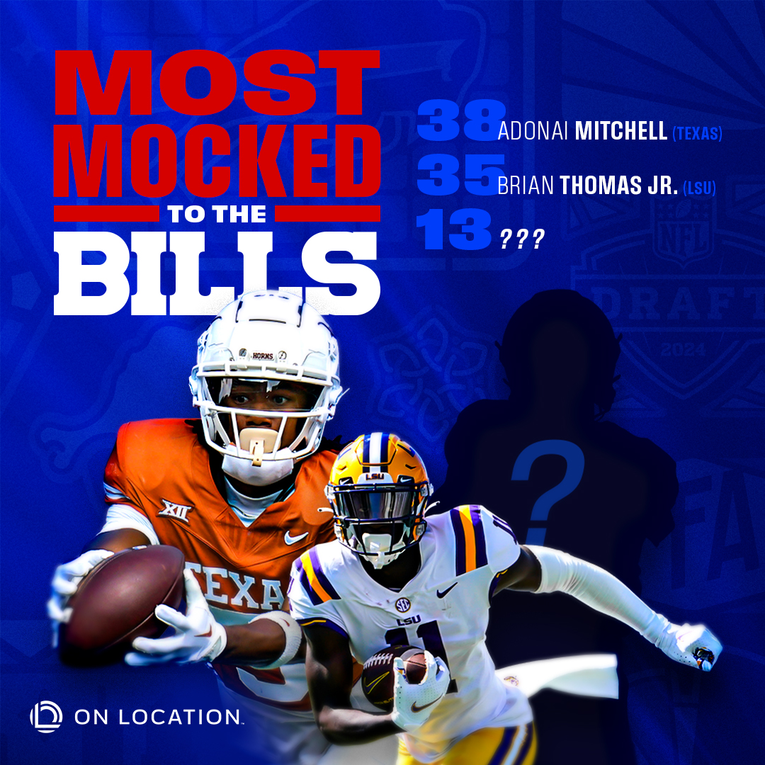 Spoiler alert: it's a wide receiver. Check out the most-mocked prospects to us for the 2024 Draft: bufbills.co/3Uev1BD