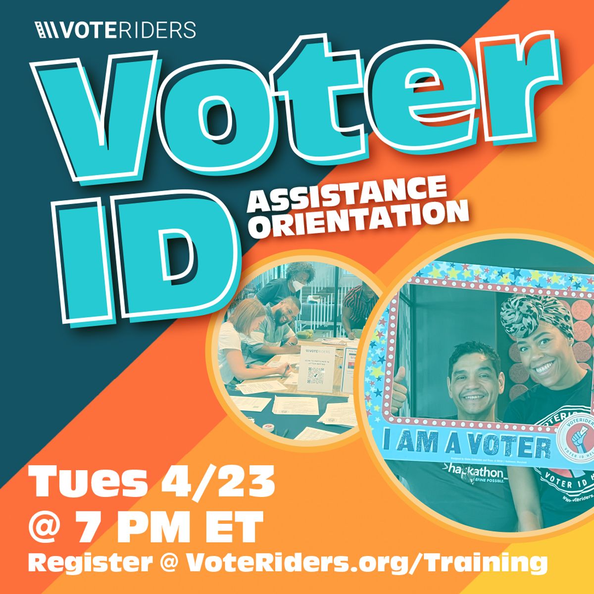 Voter ID Month of Action is not over yet!⚡🗳️⚡ Attend our Voter ID Assistance Orientation TODAY & learn how you can help folks secure the ID they need to cast a ballot that counts! Take action to protect the freedom to vote. Sign up now!👇 mobilize.us/voteriders/eve…