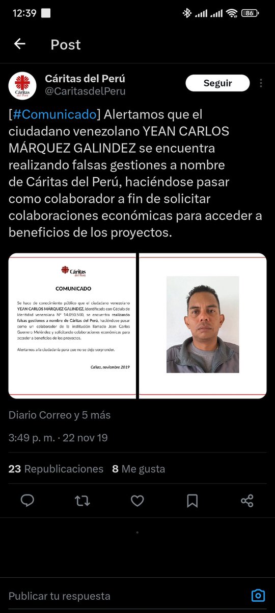 cesararive's tweet photo. Aquí tienen a una escoria humana.
Se llama Yean Carlos Marquez Galindez, Venezolano, cédula de identidad V-14.050.500
Se dedica a estafar a los más necesitados ofreciendo ayuda médica de toda índole.
Lamentablemente caí en su red ya que me lo recomendó un amigo que conozco https://t.co/aN9zkwdDnU