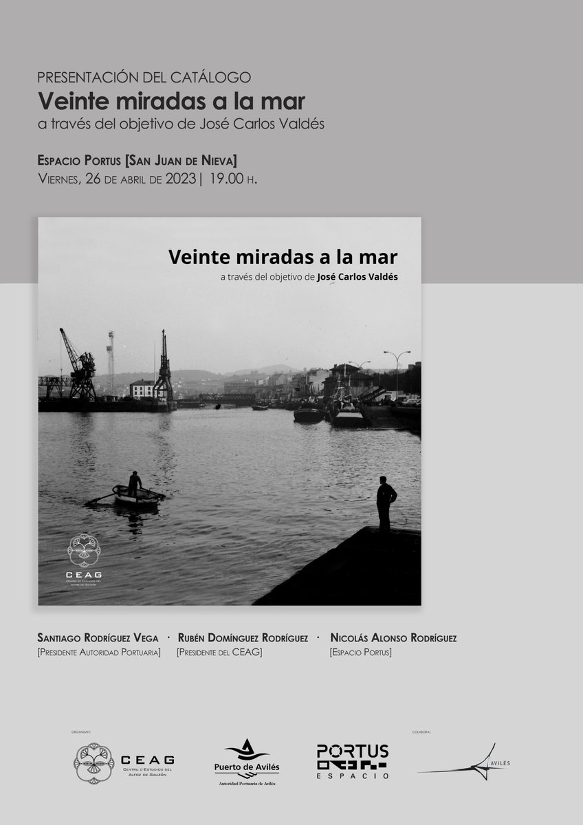 ¡Este viernes presentaremos "Veinte miradas a la mar" en <a href="/EspacioPortus/">Espacio Portus</a> !

El catálogo de la exposición homónima recoge una selección de fotografías de temática portuaria tomadas en las décadas de 1960 y 1970 por José Carlos Valdés.

¡Te esperamos!
