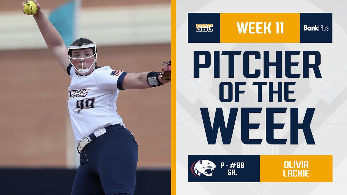 SunBelt's tweet photo. 𝗡𝗢𝗧 𝗦𝗟𝗔𝗖𝗞𝗜𝗡𝗚.

Olivia Lackie was dominant for @SouthAlabamaSB as she went 2-0 with a save and didn’t allow a run. The RHP allowed just 4 singles and a walk, while striking out 15. She’s the @BankPlus #SunBeltSB Pitcher of the Week. ☀️🥎

📰 » https://t.co/PzlAk8kzHI https://t.co/xiTyCSg7eC