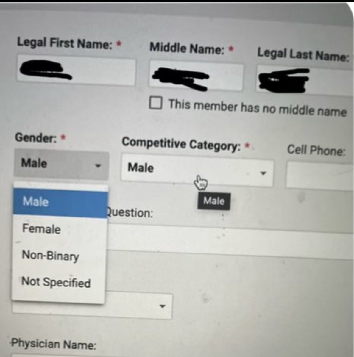 Boys can register as “non-binary” or “not specified” gender, and swim in the “female” competitive category on USA Swimming compliant club teams.