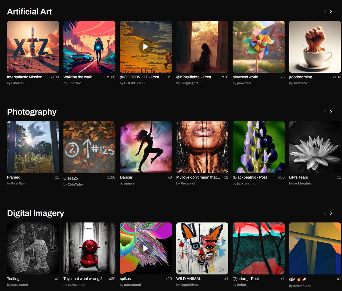 The DNS front page features the finest creators.

We just introduced 13 sections for beautiful curated music, videos and artwork.

Let's have a look 👇