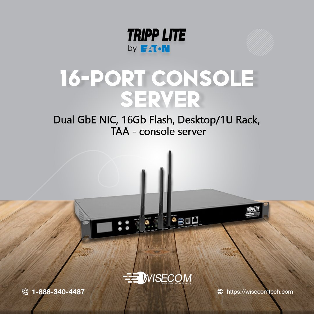 📌 Tripp Lite by Eaton 16-Port Console Server with Dual GbE & 4G LTE 

Contact Us: 👇👇👇
📧 marketing@wisecomtech.com 
🔗 wisecomtech.com/b098-016-v

#wisecomtech #ITproducts #TrippLite #ConsoleServer #DualGbE #4GLTE  #networking #WTS #technology  #highlights #usa #WTB #instock