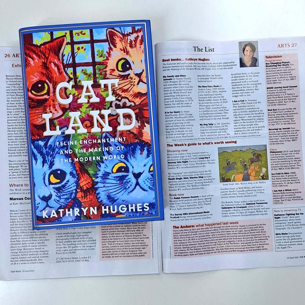 More Catland! A detailed and wide-ranging review in @thetimes this past weekend as well as Kathryn's 5 Best Books in @TheWeek ✨️

Catland: Feline Enchantment and the Making of the Modern World by Kathryn Hughes is out this Thursday from @4thEstateBooks!