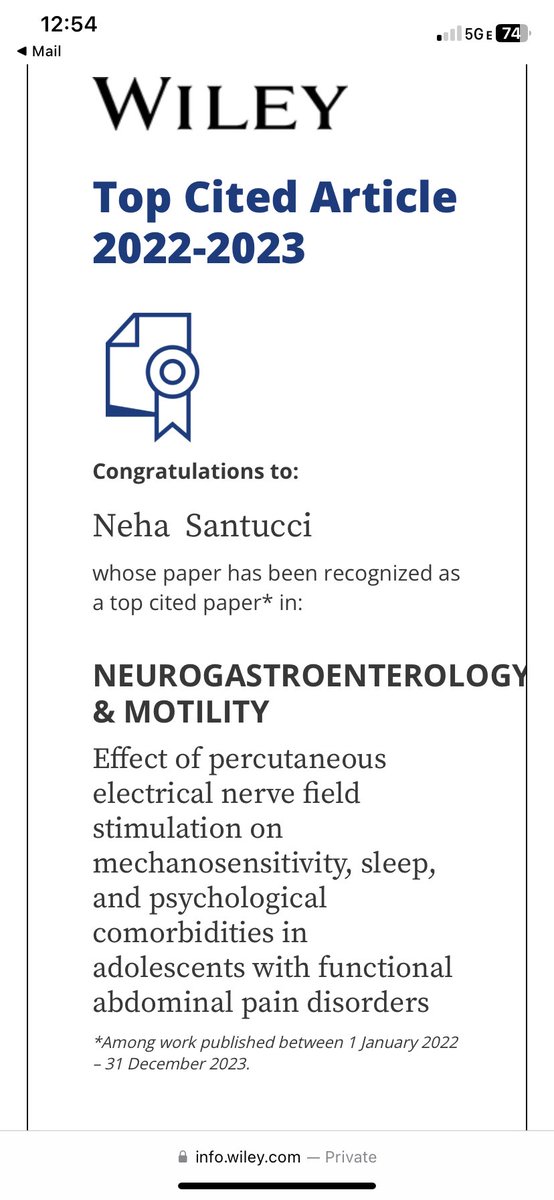 NehaSantucciMD's tweet photo. Thank you @NGMJournal & @wileyinresearch for the #certificate of #TopCitedArticle on #PENFS in #FAPD in its journal. @kingneuro @Robert_Coghill @Cunningphd @CincyKidsGastro @CincyChildrens @NASPGHAN
@ANMSociety
https://t.co/VYsVUmhlda https://t.co/p1TKLP7gGO