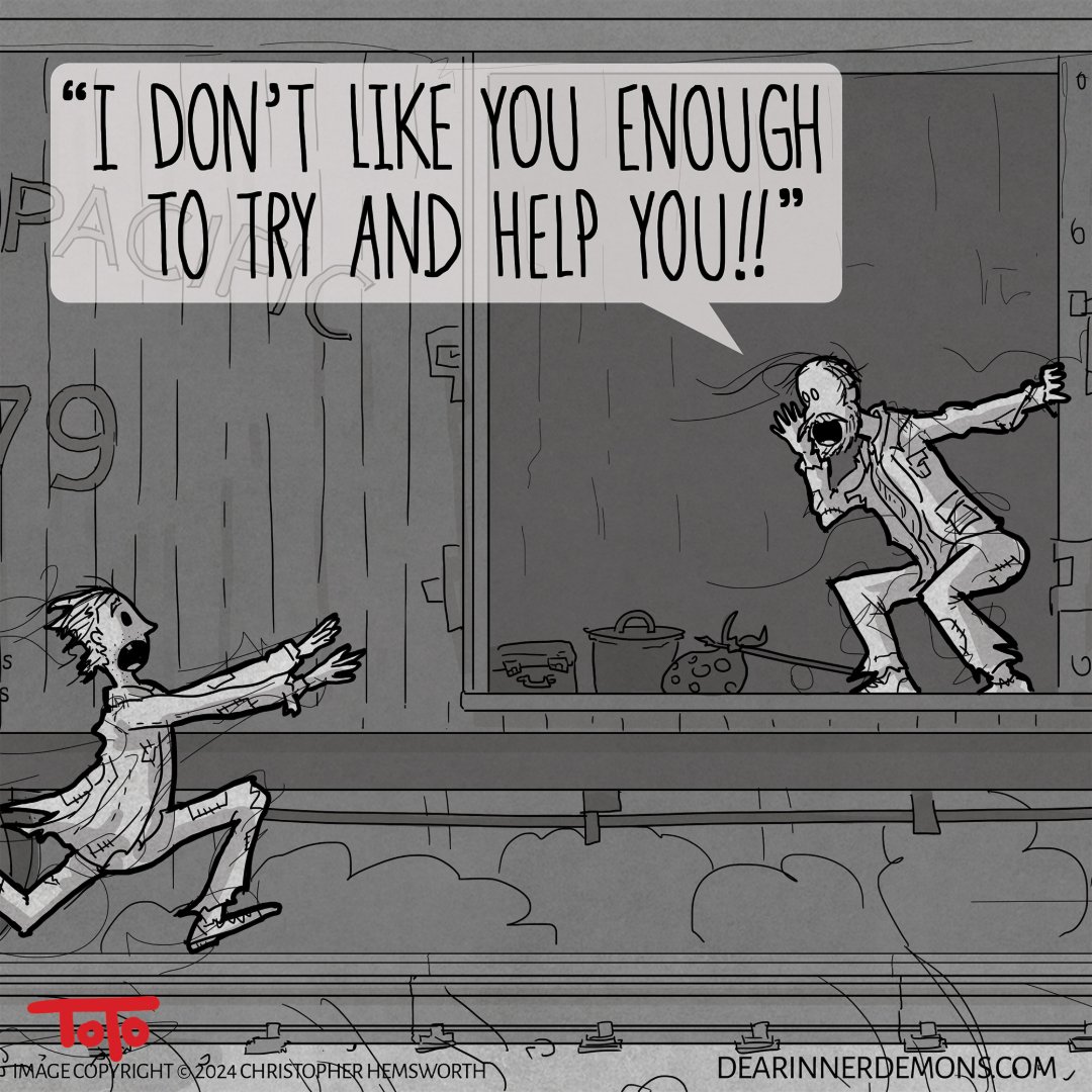 dearinnerdemons's tweet photo. New Comic Tuesday! As always, to see the full scene go to the website (https://t.co/JW9wGPTdqH) on a widescreen. 
--
#dearinnerdemons #comic #webcomic #illustration #drawing #hobo #hobos #boxcar #trainhopping #ridingtherails https://t.co/qIQsPwWuca