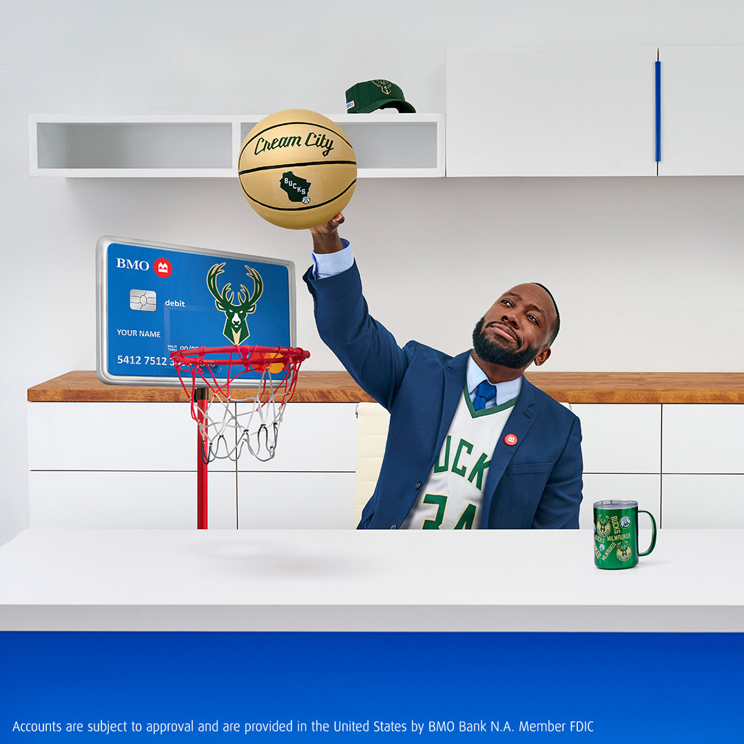 It's playoffs season, and time to stock up on your @Bucks swag! Use your BMO card at a Bucks Pro Shop to save 20% on your purchase. Not a customer? Find out how one account offers big perks for big fans: spr.ly/6014b51Gg