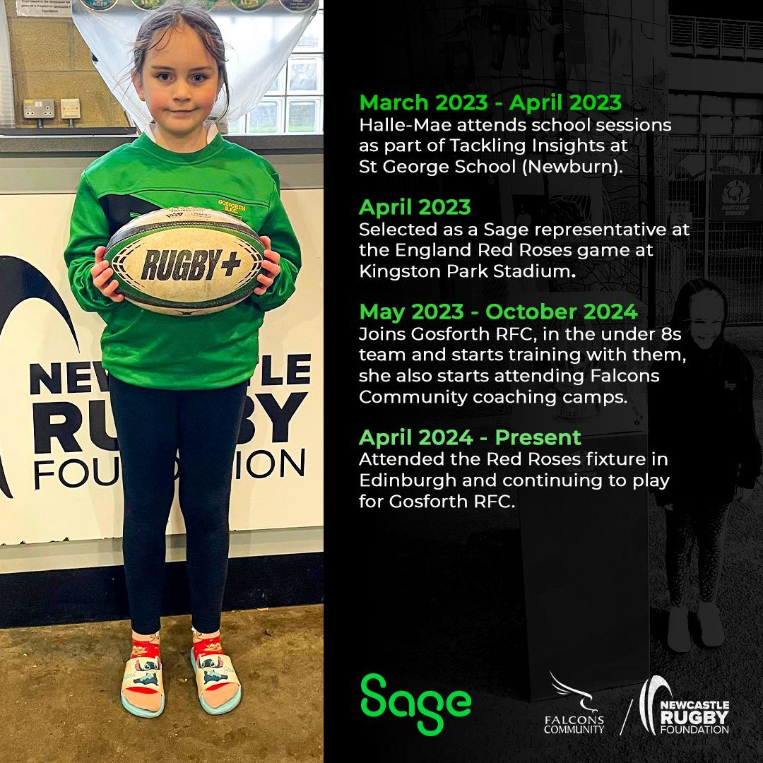 𝗛𝗮𝗹𝗹𝗲-𝗠𝗮𝗲'𝘀 𝗥𝗲𝗺𝗮𝗿𝗸𝗮𝗯𝗹𝗲 𝗥𝘂𝗴𝗯𝘆 𝗝𝗼𝘂𝗿𝗻𝗲𝘆🏉 Halle-Mae's rugby journey started with the Tackling Insight programme at her school last year. She has since continued playing, showing passion for the game by joining her local rugby club. #raiseinvolvement