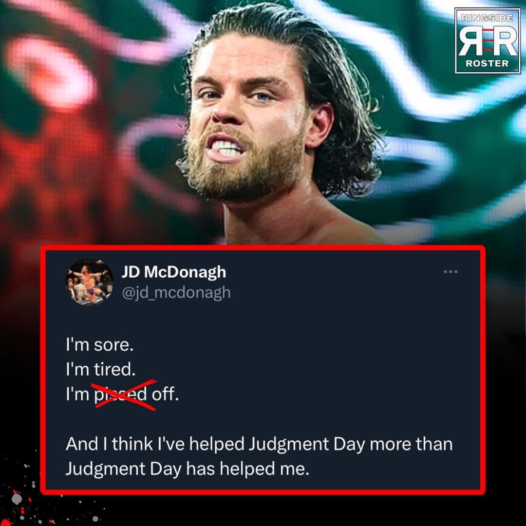 JD McDonagh appears to be done with The Judgment Day and feeling mistreated after RAW this week 👀 

#WWE #WWERAW #JudgmentDay