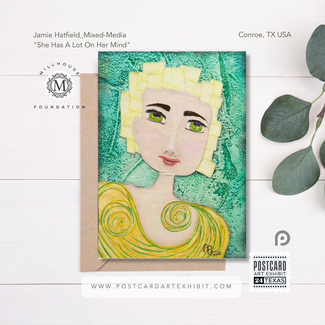 This lovely art card arrived in support of @millhousemck - This year we are about artists supporting artists in #postcardartexhibit24! Thank you, Jamie Hatfield @ArtistPoetGirl Follow @millhousemck #postcardartexhibit #artistssupportingartists #artforacause