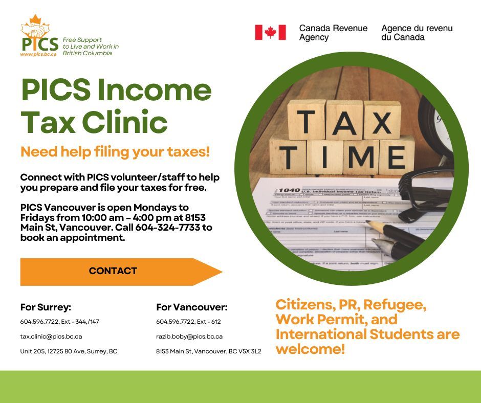 File your taxes for free with PICS Vancouver! TAX season is about to end on April 30th and their tax volunteers can help you file your simple taxes if your income in 2023 was less than $40000 or $55000 for families. Click the link to learn more buff.ly/3U5FL4V