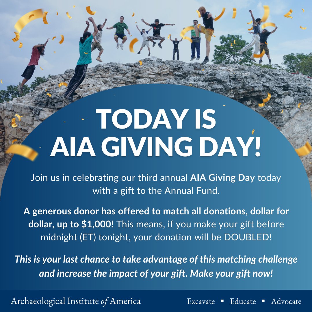 Today is AIA Giving Day! A generous donor has offered to match all Giving Day donations, dollar for dollar, up to $1,000! This is your last chance to take advantage of this matching challenge and increase the impact of your gift: ow.ly/eRIS50RmnQT