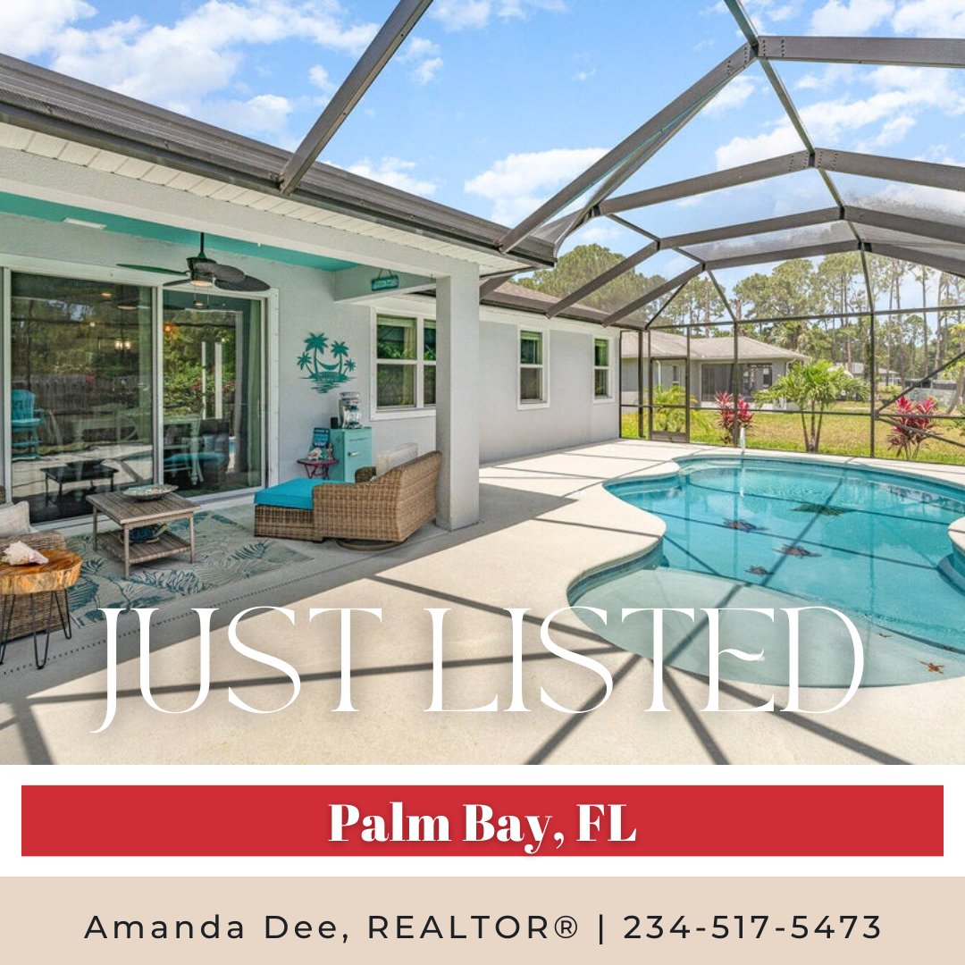 JUST LISTED! Call Amanda Dee to schedule a tour of this beautiful pool home in Palm Bay! 

Amanda Dee, REALTOR® | 234-517-5473
Property Details: troprealty.com/property/10115…

#TropicalRealty #JustListed #PoolHome #PalmBay #OutdoorLiving #FloridaRealEstate #BrevardCountyFL