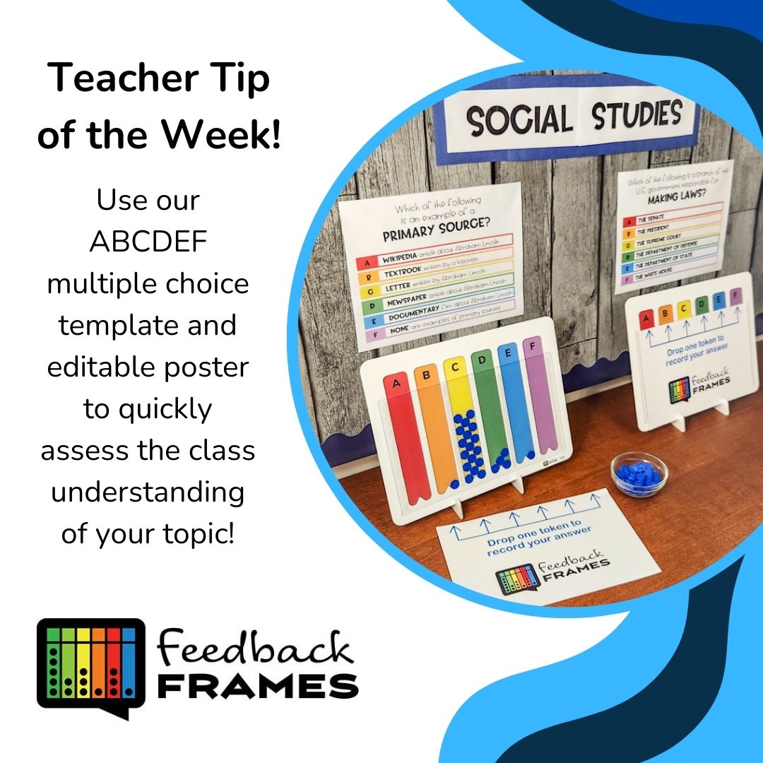 Need a quick and fun way to check class understanding without any stress?Use our ABCDEF multiple choice template and editable poster See the template page at feedbackframes.com/resources/temp… #FeedbackFrames #TeacherTuesday #TipOfTheWeek #LearningIdeas #Resources